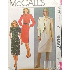 UNCUT Vintage McCalls 8897 Misses Jacket & Dress Sewing Pattern Size12 1980s